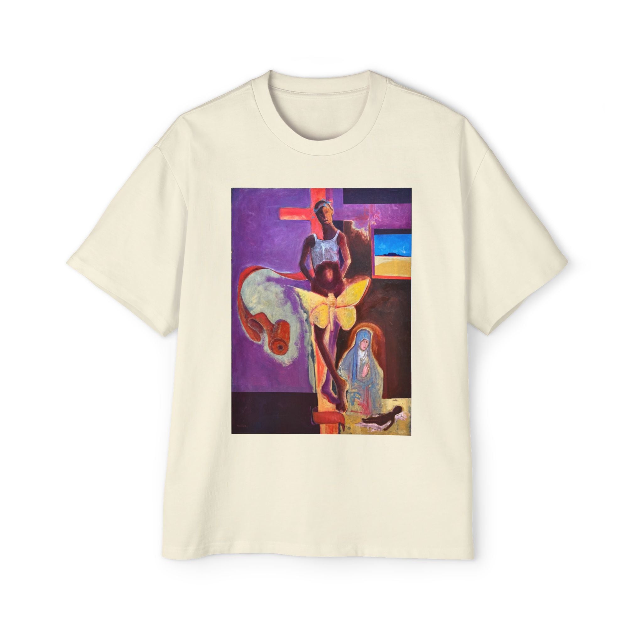 YELLOW BUTTERFLY | Abstract Surreal Crucifixion Art  Tee
