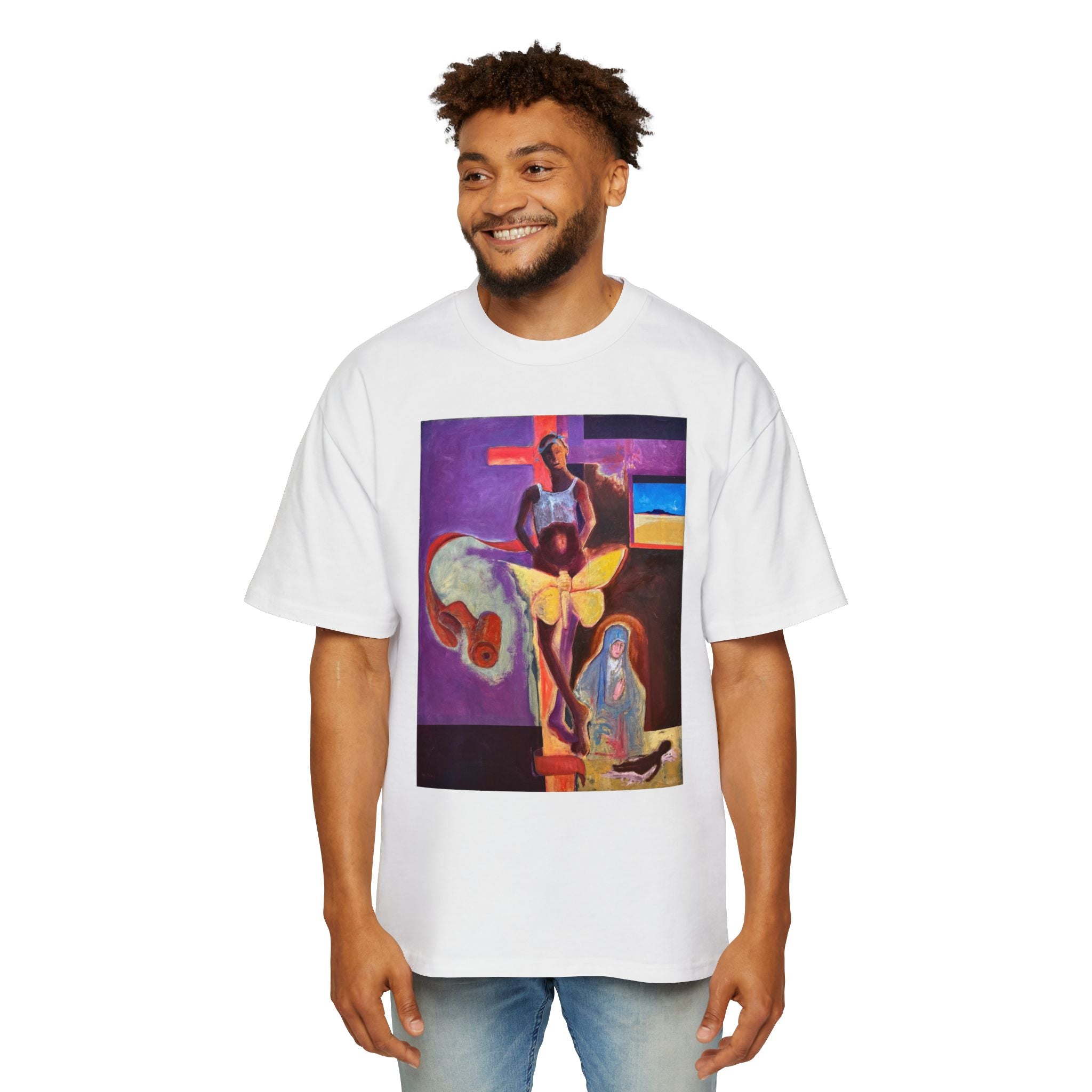 YELLOW BUTTERFLY | Abstract Surreal Crucifixion Art  Tee
