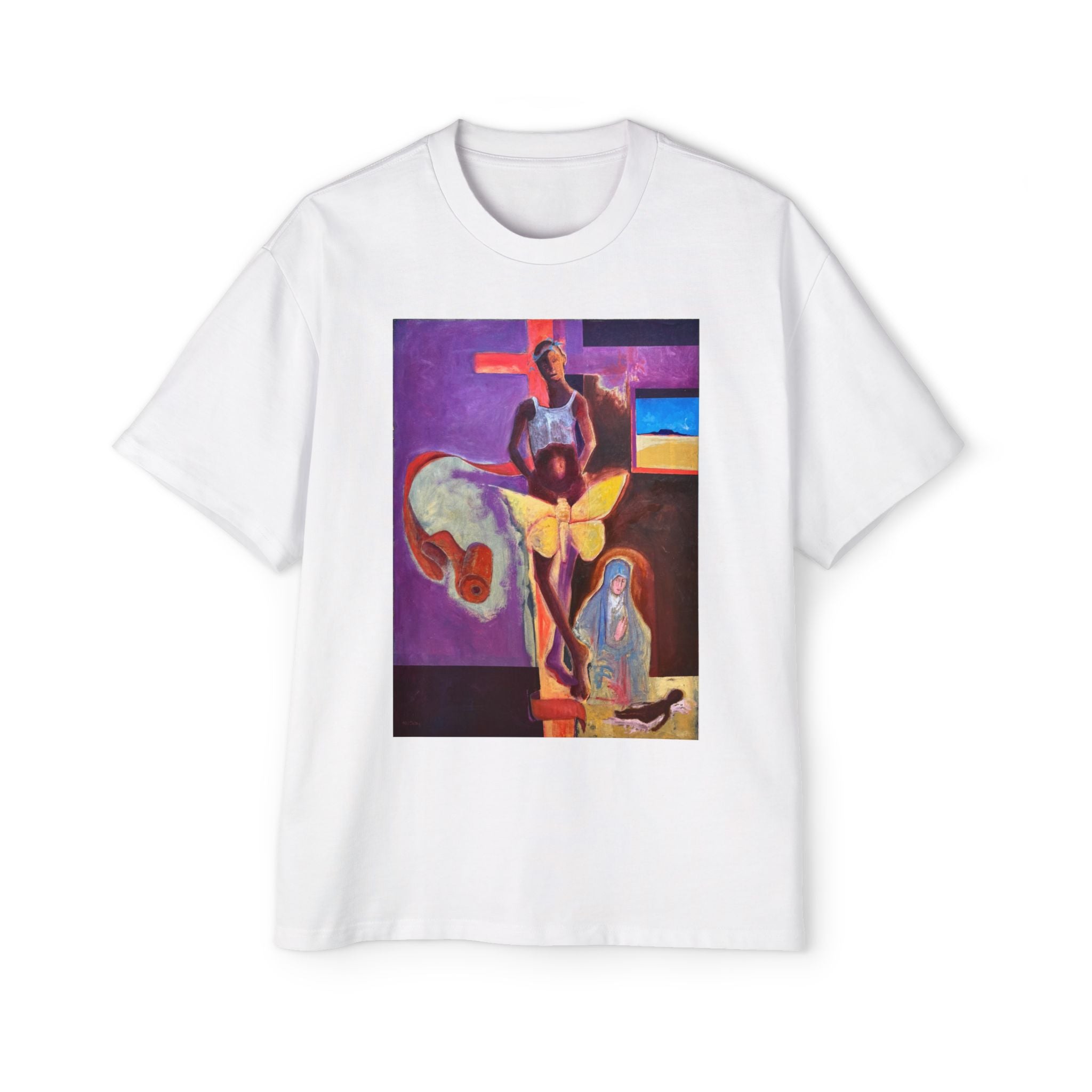 YELLOW BUTTERFLY | Abstract Surreal Crucifixion Art  Tee