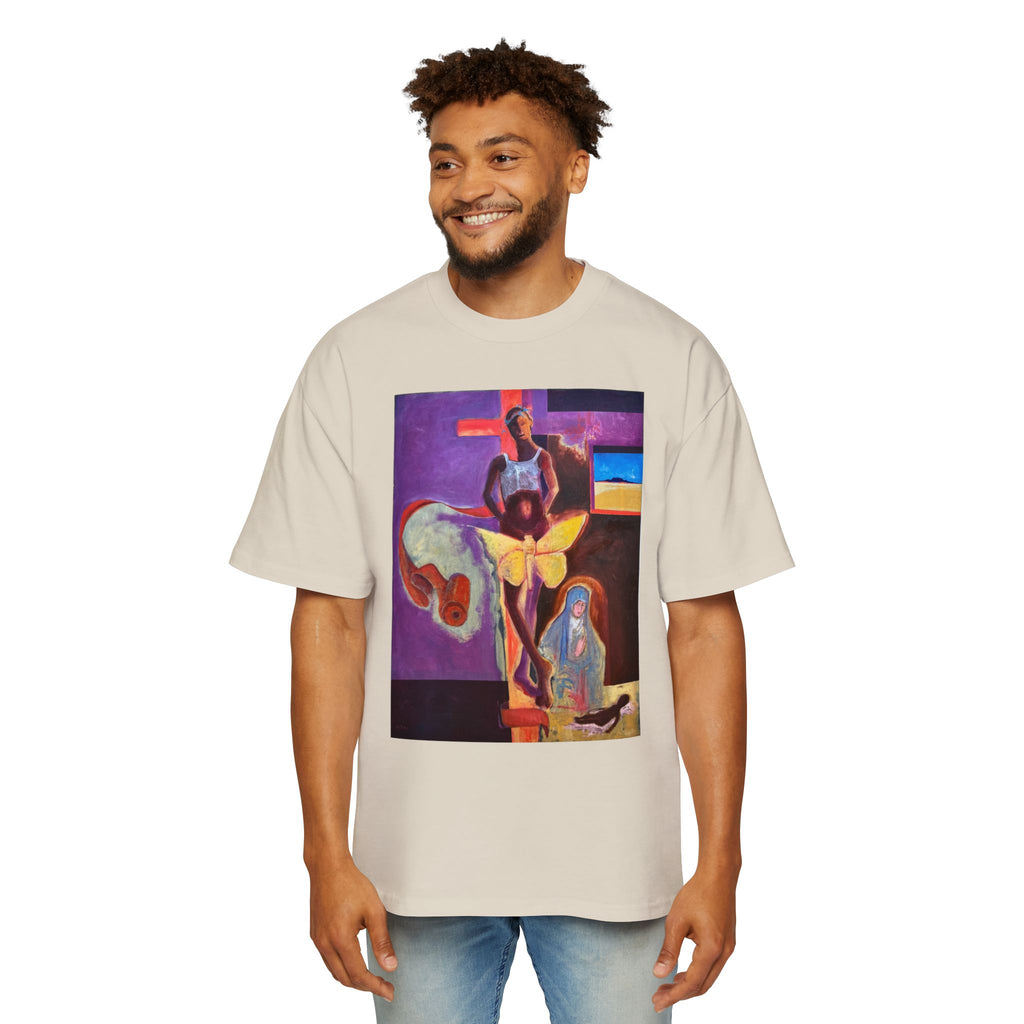 YELLOW BUTTERFLY | Abstract Surreal Crucifixion Art  Tee