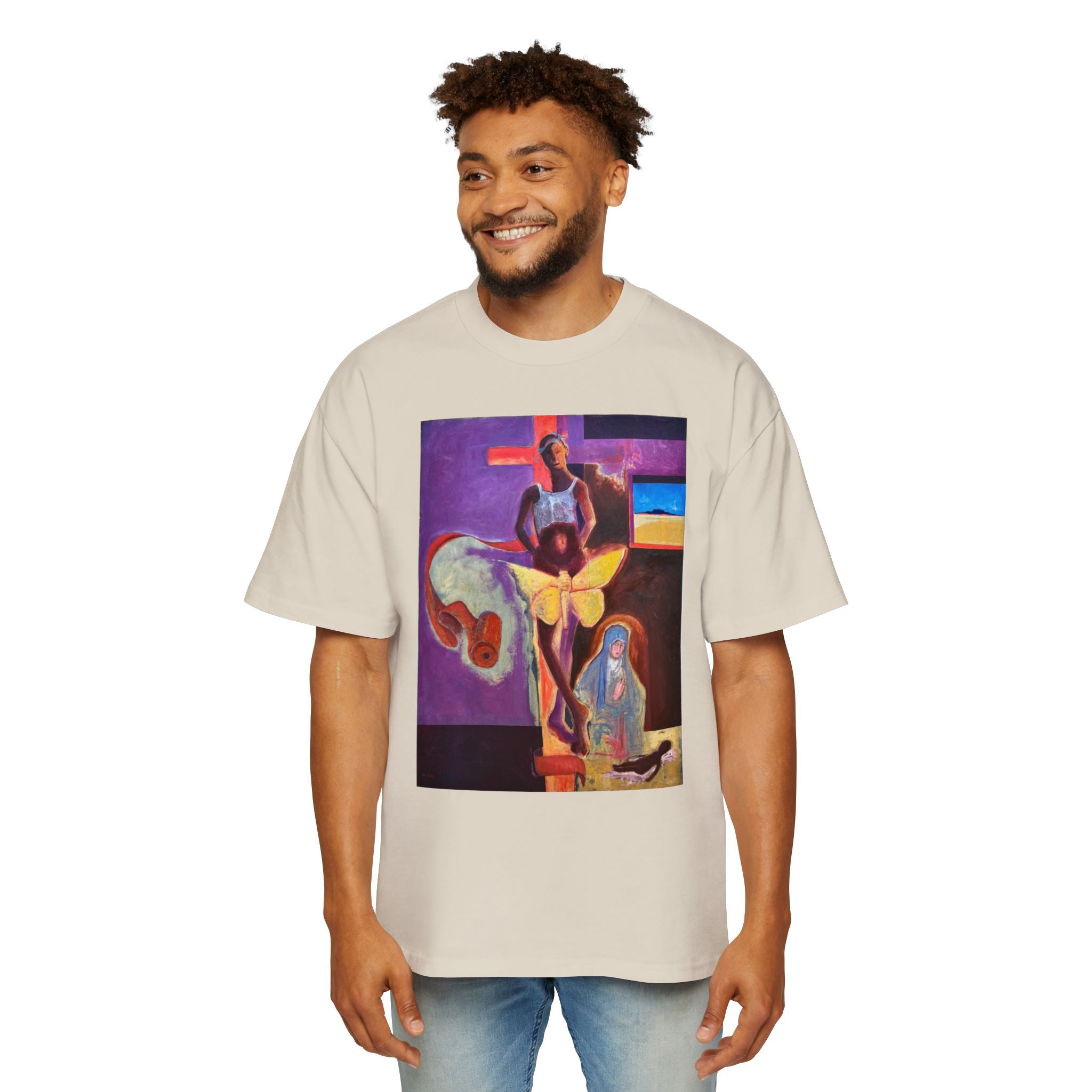 YELLOW BUTTERFLY | Abstract Surreal Crucifixion Art  Tee