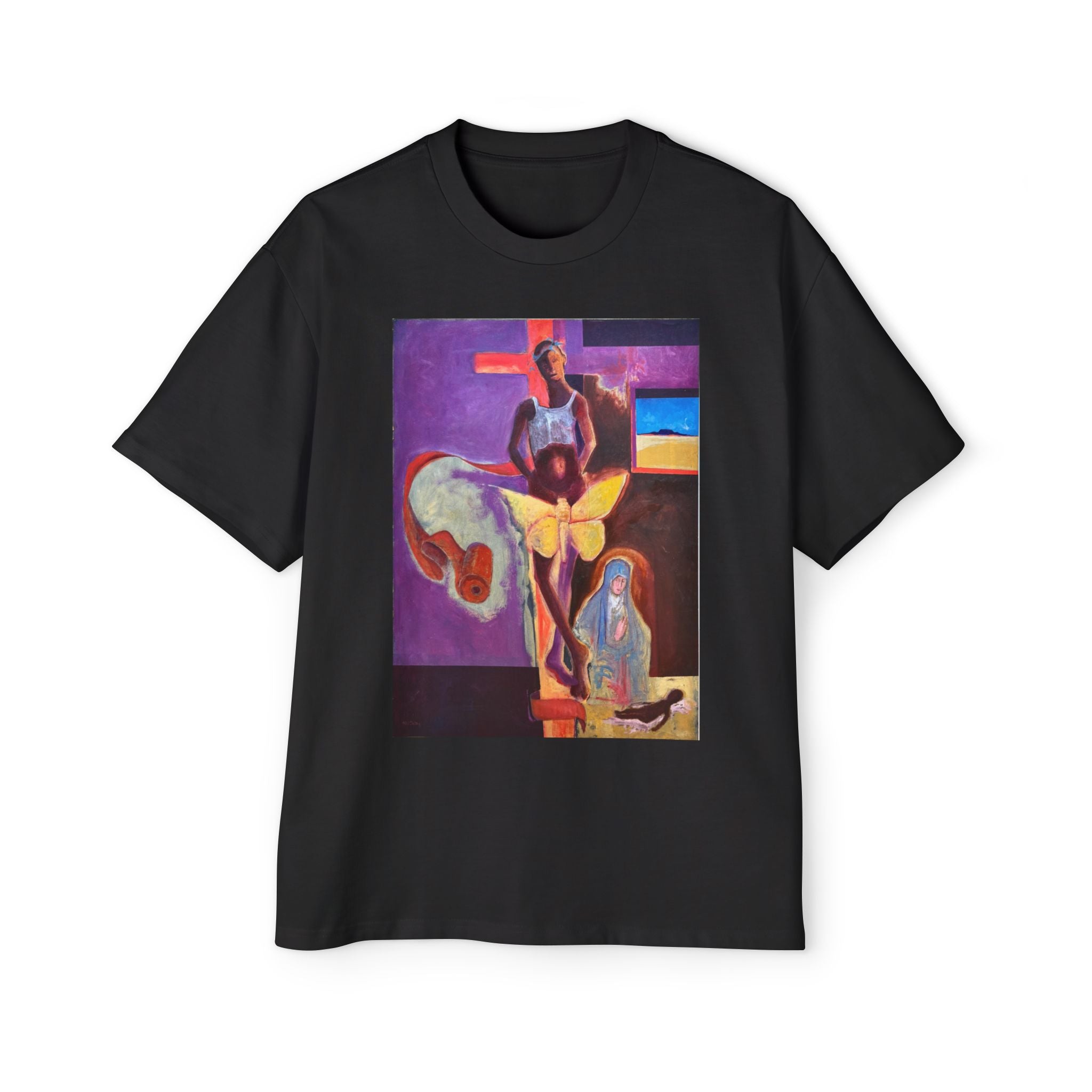 YELLOW BUTTERFLY | Abstract Surreal Crucifixion Art  Tee
