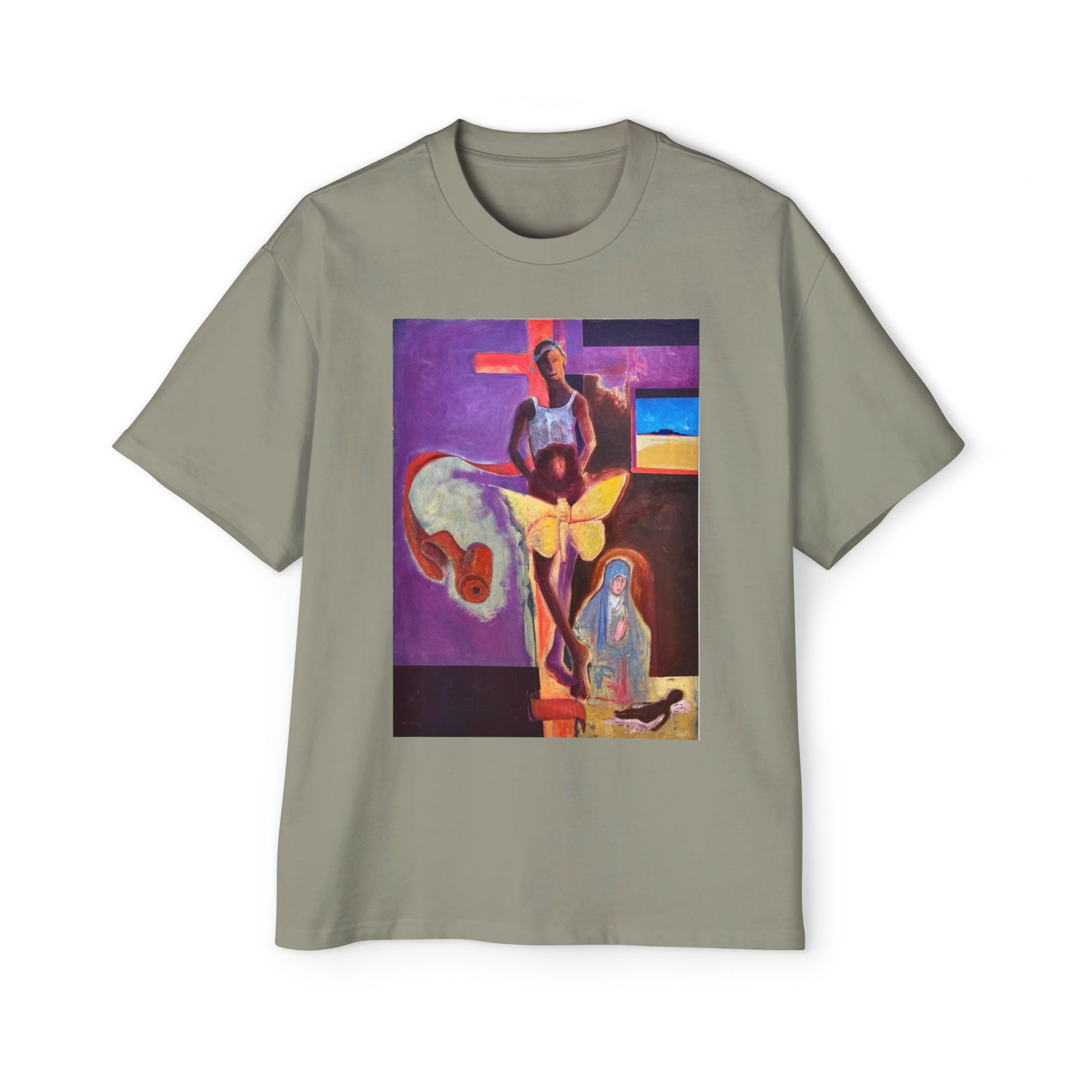 YELLOW BUTTERFLY | Abstract Surreal Crucifixion Art  Tee