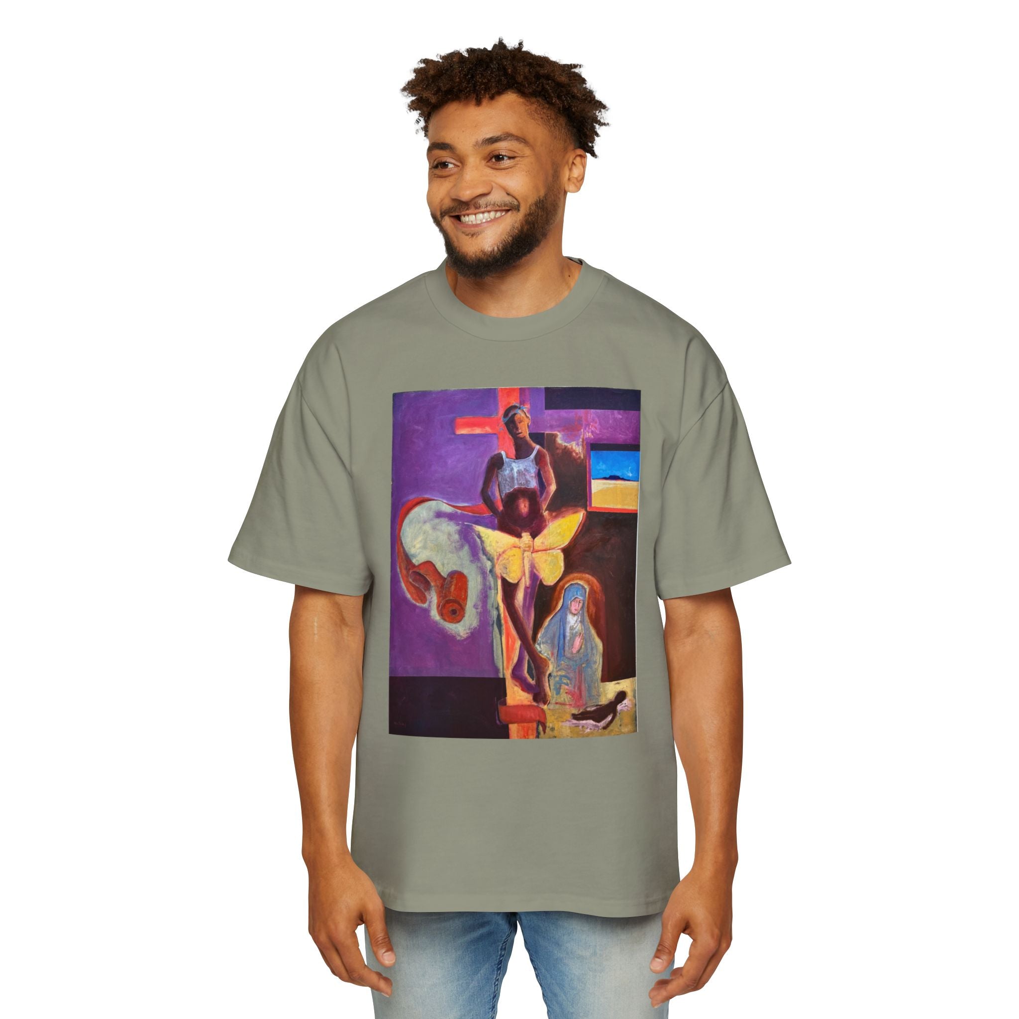 YELLOW BUTTERFLY | Abstract Surreal Crucifixion Art  Tee