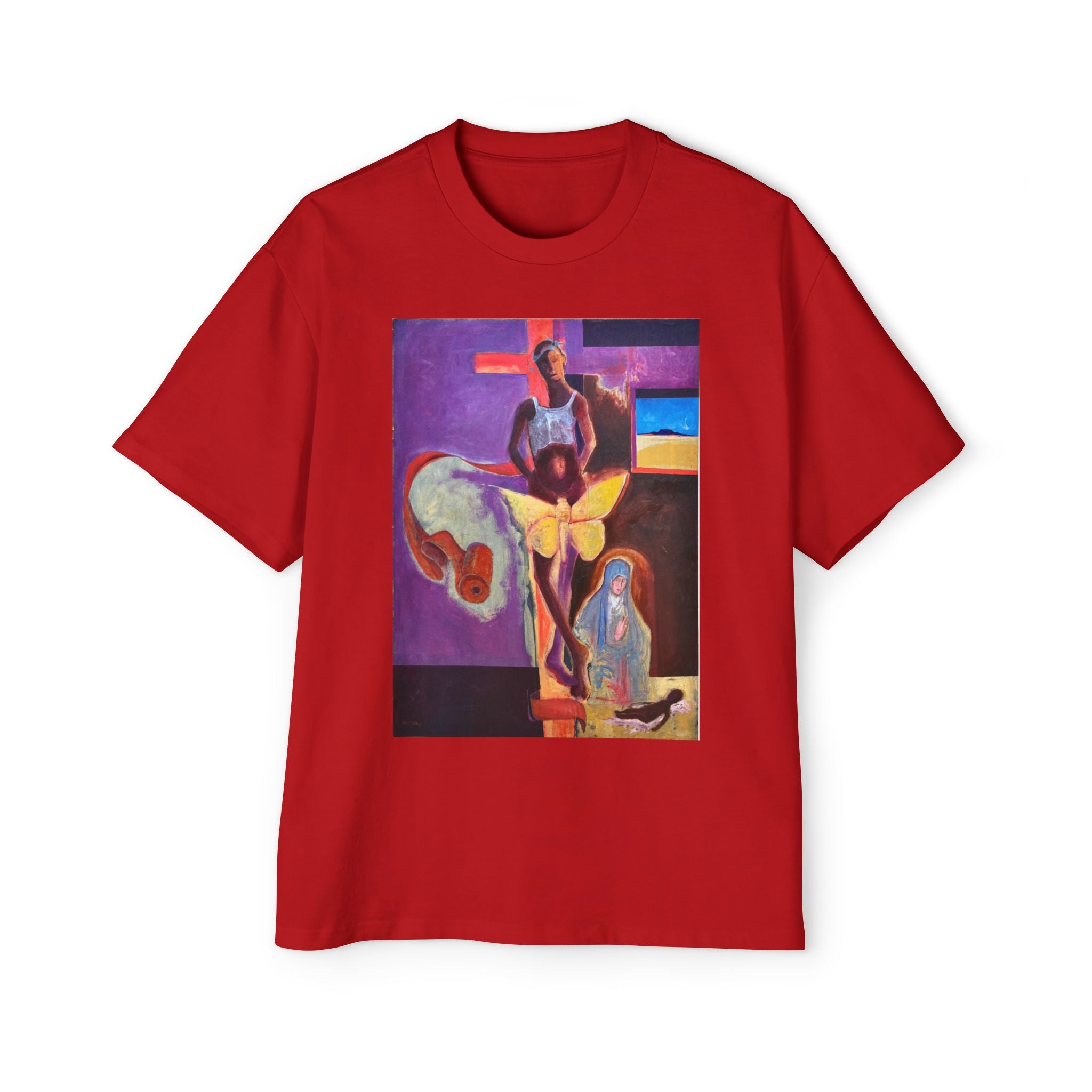 YELLOW BUTTERFLY | Abstract Surreal Crucifixion Art  Tee
