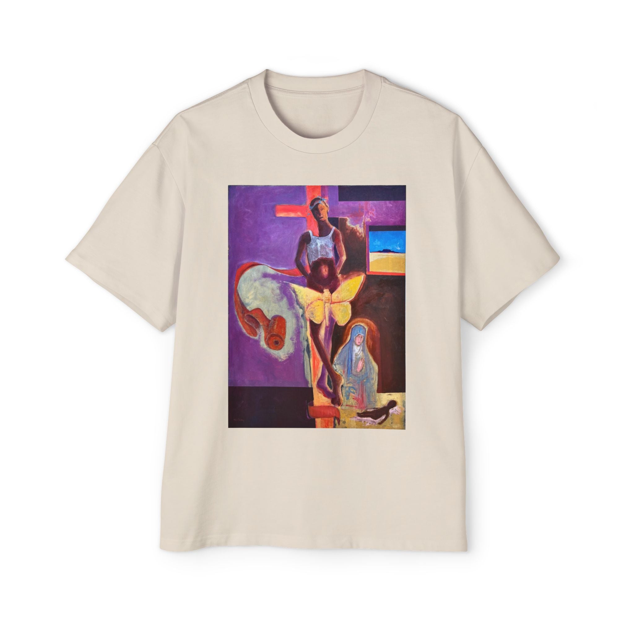 YELLOW BUTTERFLY | Abstract Surreal Crucifixion Art  Tee