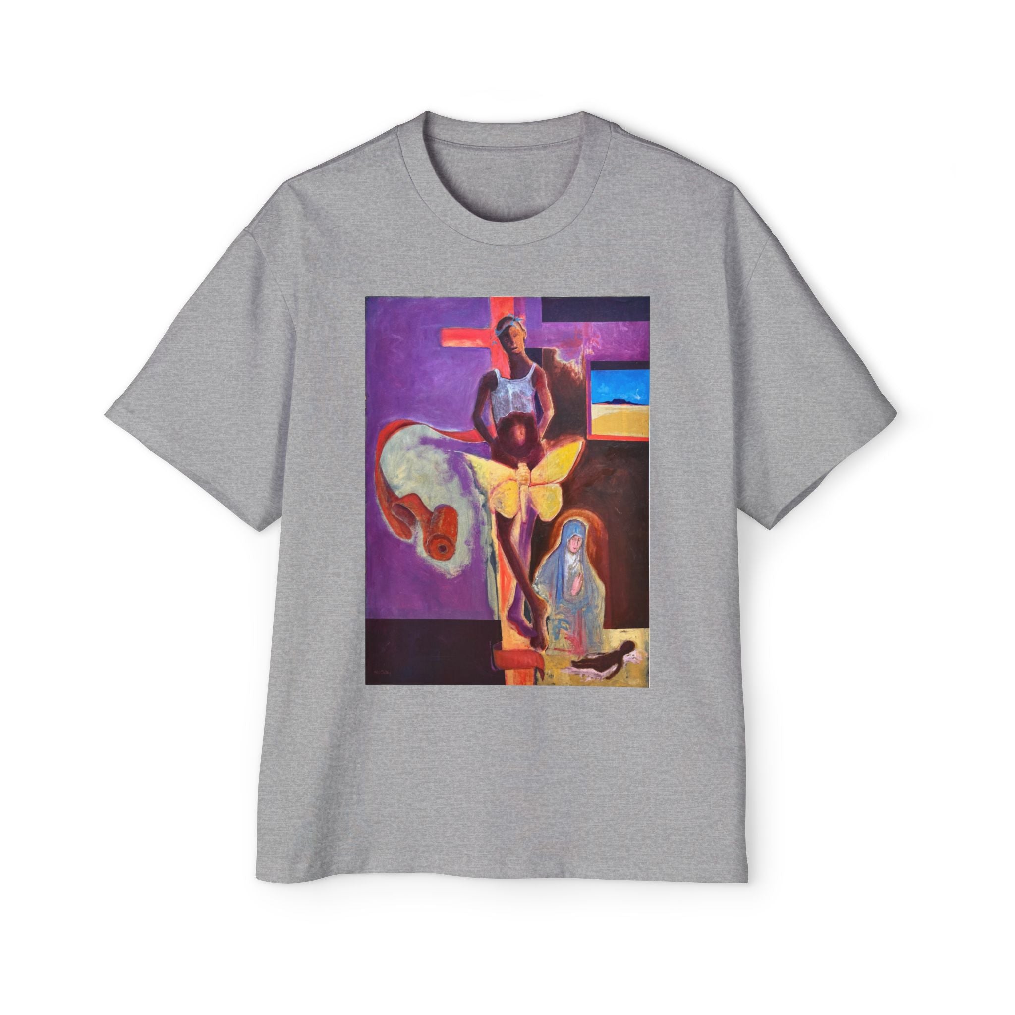 YELLOW BUTTERFLY | Abstract Surreal Crucifixion Art  Tee