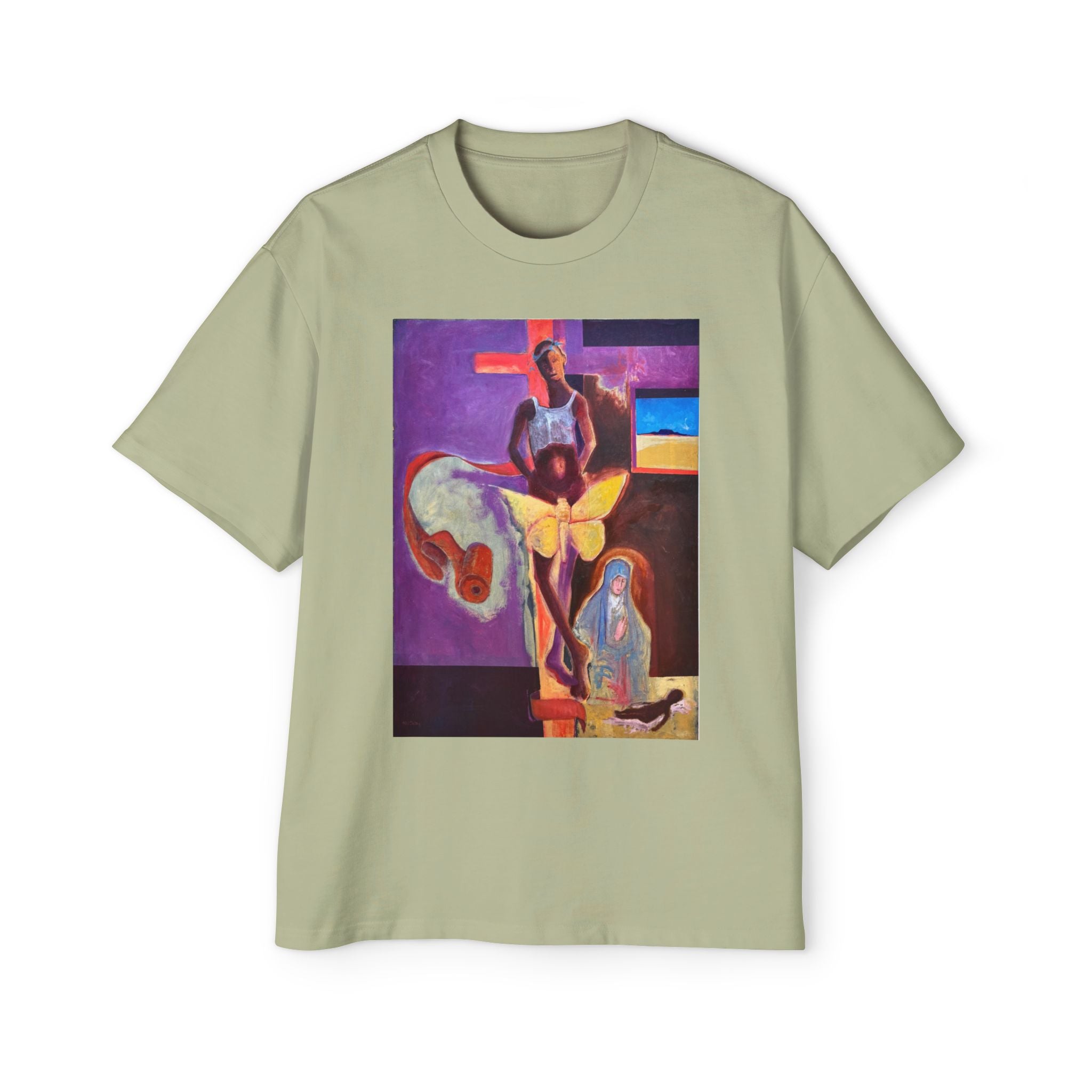 YELLOW BUTTERFLY | Abstract Surreal Crucifixion Art  Tee