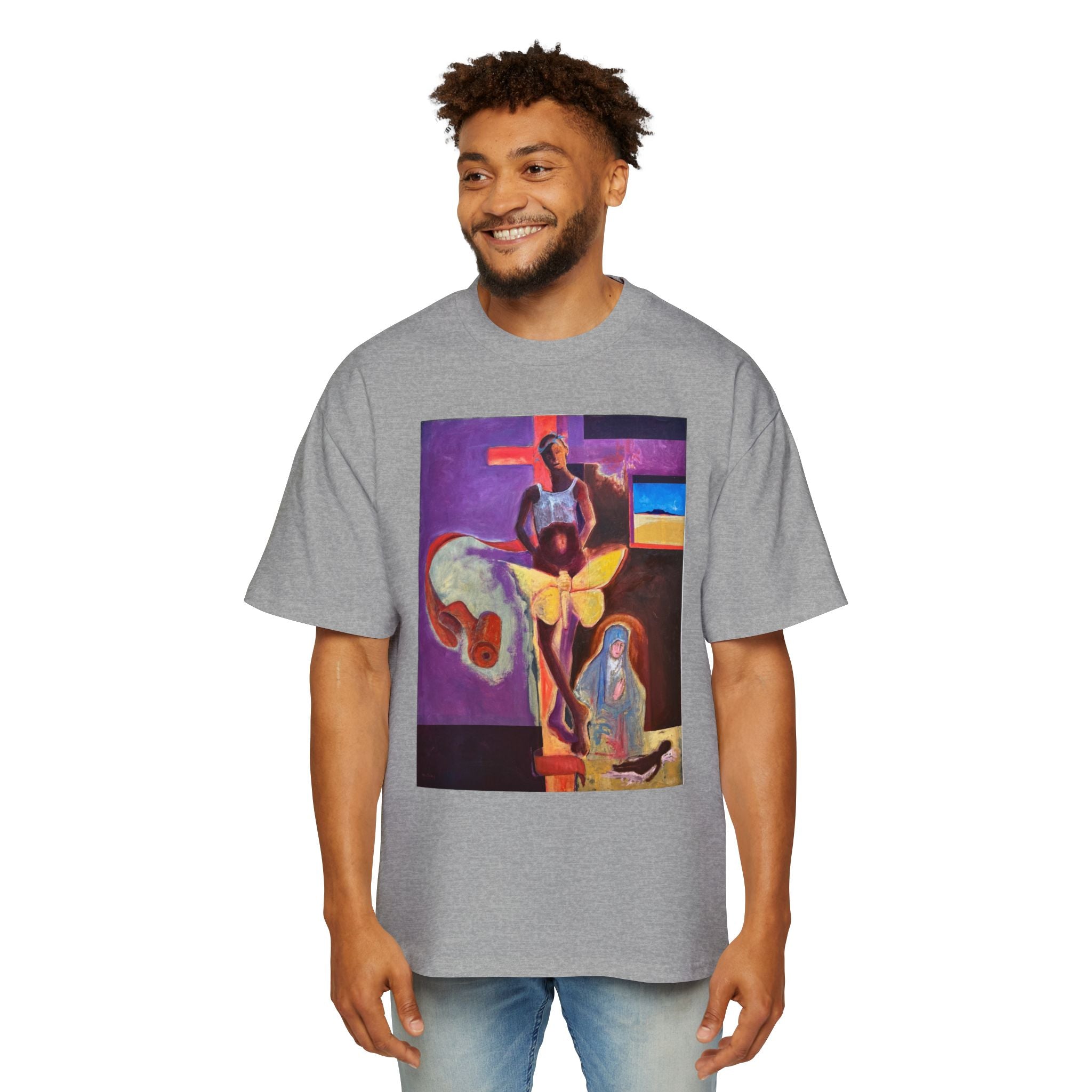 YELLOW BUTTERFLY | Abstract Surreal Crucifixion Art  Tee