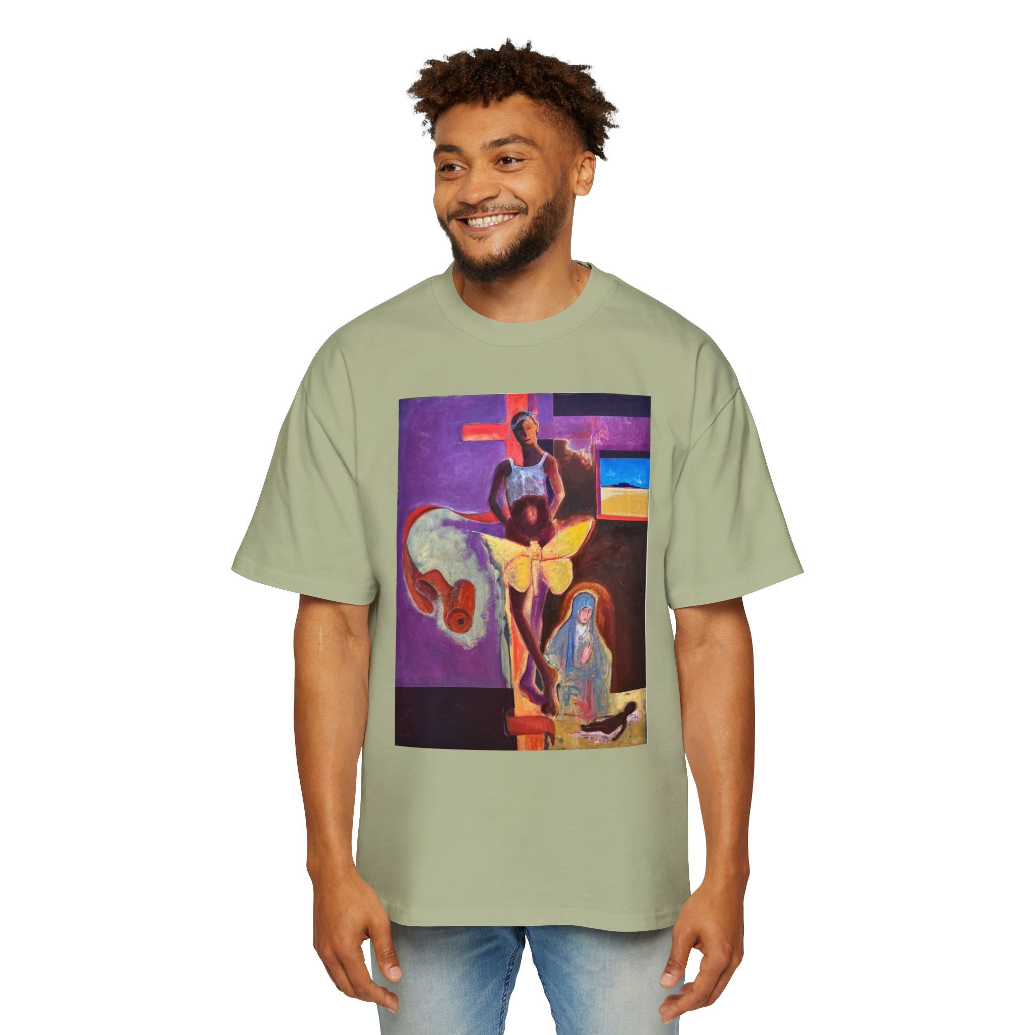 YELLOW BUTTERFLY | Abstract Surreal Crucifixion Art  Tee